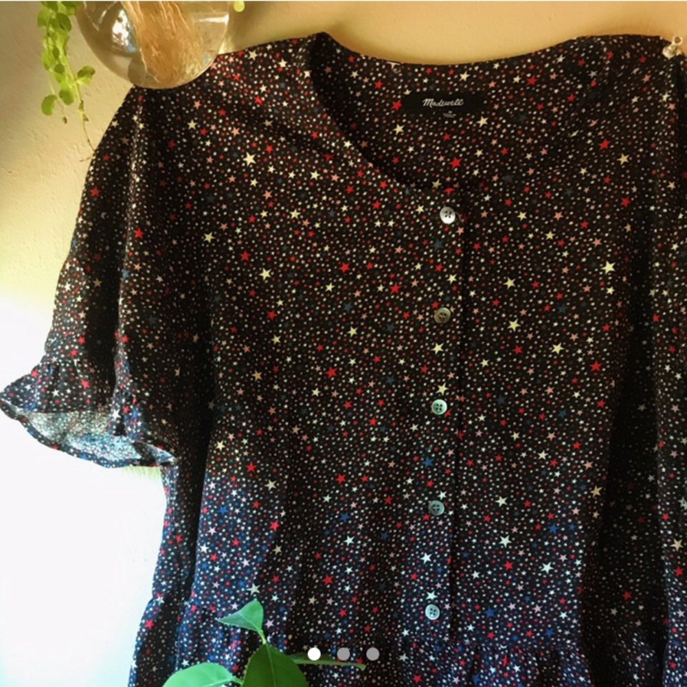 Star button up peplum top